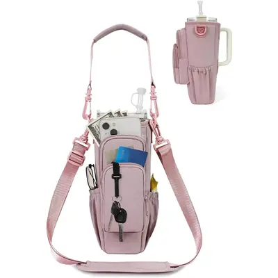 Sportsnew Water Bottle Carrier Bag for Stanley 40oz Tumbler – Insulated Crossbody Holder with Phone Pocket, Straw Cover & A...