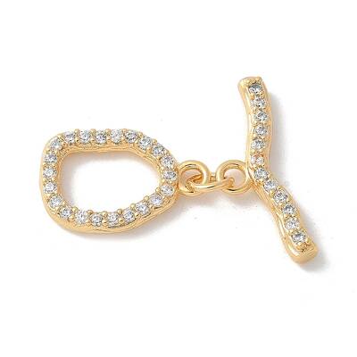 Brass Pave Clear Cubic Zirconia Toggle Clasps