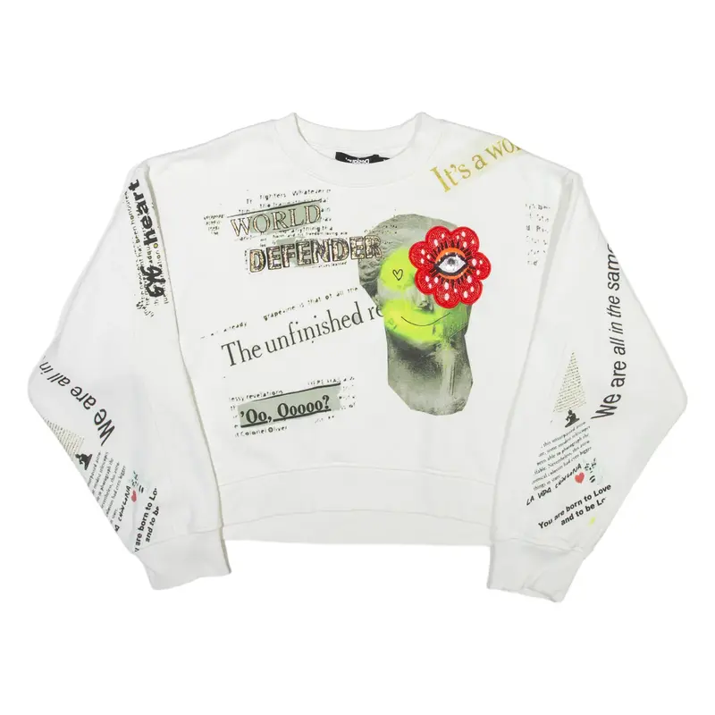 DESIGUAL Cropped Womens Sweatshirt White XL
