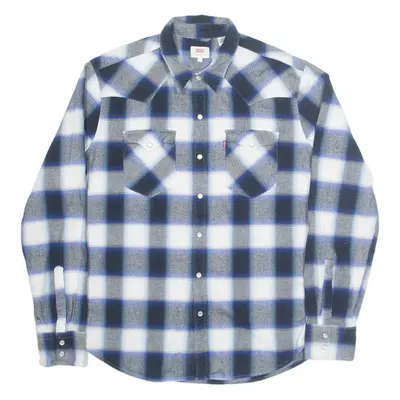 LEVI'S Mens Flannel Shirt Black Check Long Sleeve L