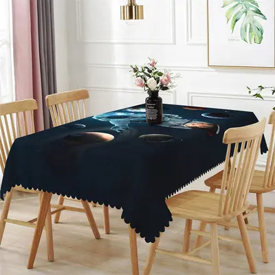 Astronaut Planet Deep Color Rectangle Tablecloth - Aperturee