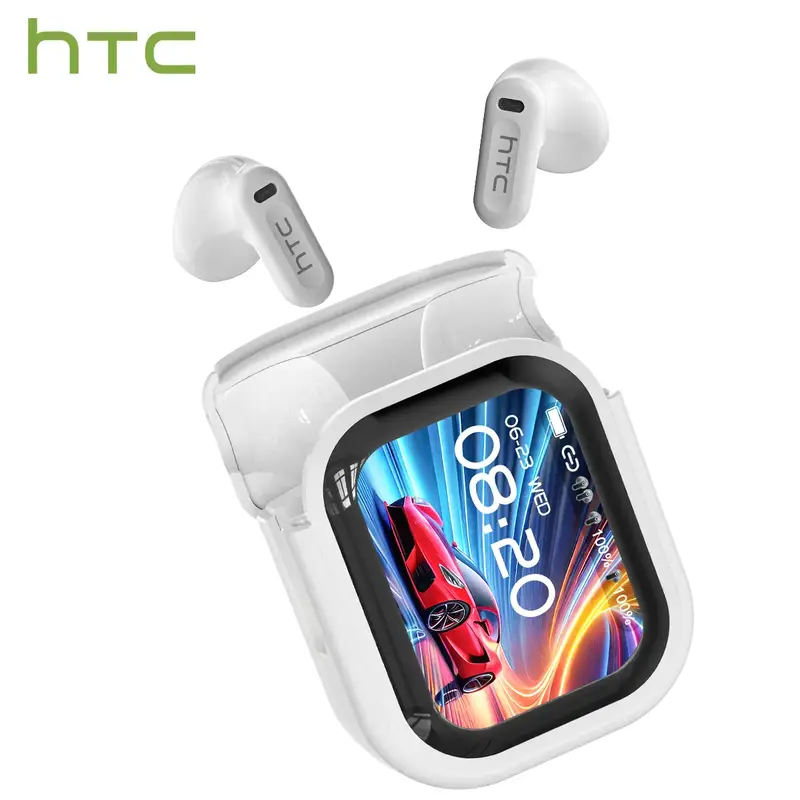 hTC NE20 True Wireless Ear Buds with LCD Screen for Gaming Bluetooth Headphones,Bluetooth 6.0 Touch Control Earphones Built-i...