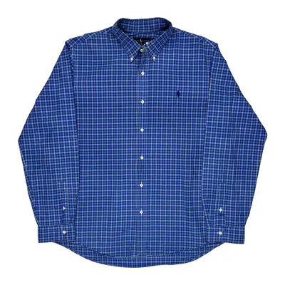 Custom Fit Ralph Lauren Checked Shirt - 2XL Blue Cotton