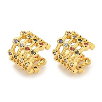 Brass Micro Pave Cubic Zirconia Cuff Earrings