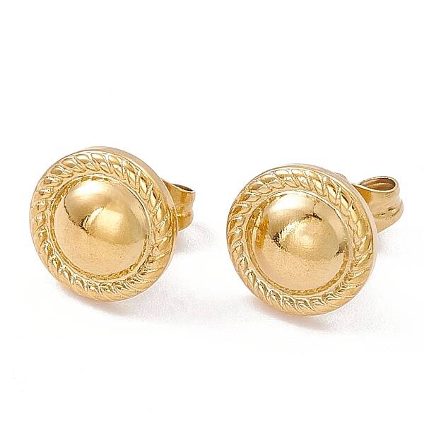 Ion Plating(IP) 304 Stainless Steel Flat Round Stud Earrings for Women