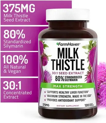 【FarmHaven】Nutrition Milk Thistle Capsules | 11250mg Strength | 30X Concentrated Seed Extract & 80% Silymarin Standardize...