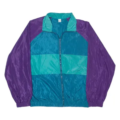 Shell Jacket Blue Nylon Colourblock Mens XL