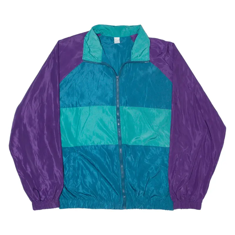 Shell Jacket Blue Nylon Colourblock Mens XL