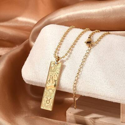 304 Stainless Steel Clear Cubic Zirconia Rectangle Constellation Pendant Necklaces for Women Men