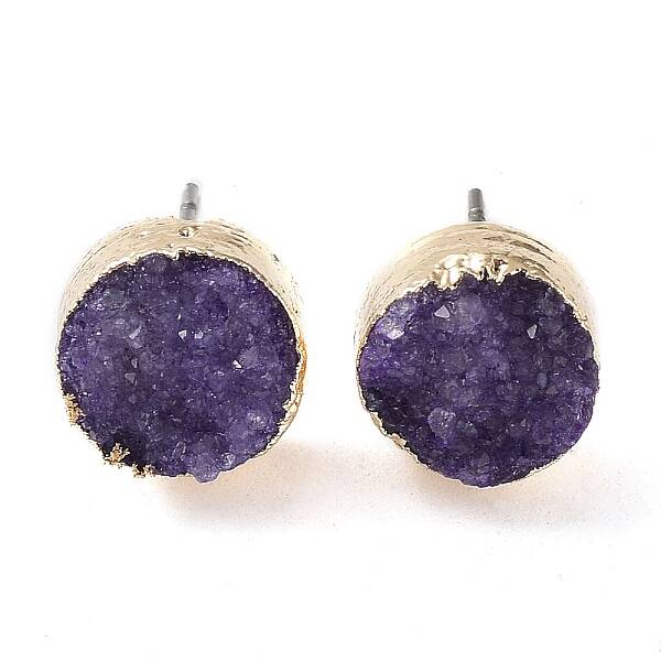 Natural Druzy Agate Stud Earrings