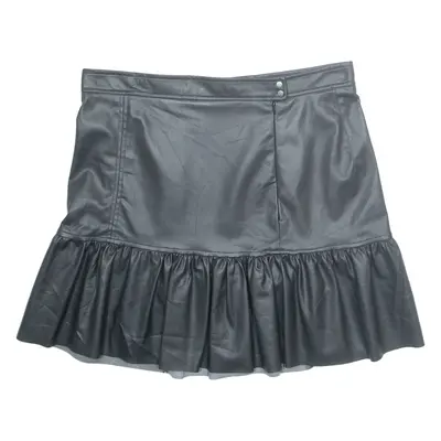 H&M Womens Peasant Skirt Black Knee Length Leather UK 18