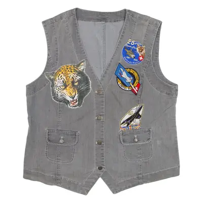 Customised Waistcoat Gilet Grey Womens L