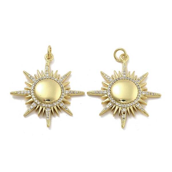 Brass Micro Pave Clear Cubic Zirconia Pendants