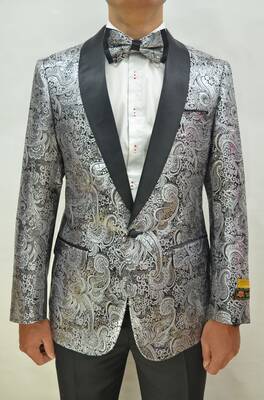 Paisley-300 Silver/Black - Mens Wholesale Blazers