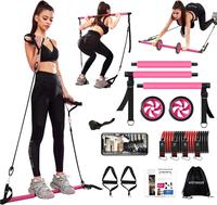 HOTWAVE Pilates Barbell Set with 4 Resistance Bands for Legs, Buttocks, Waist, Arms, Squats, Pilates Fitness Equipment for Ho...
