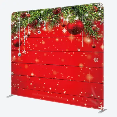 Aperturee Christmas Leaves Red Wooden Pillow Case Backdrop - Aperturee