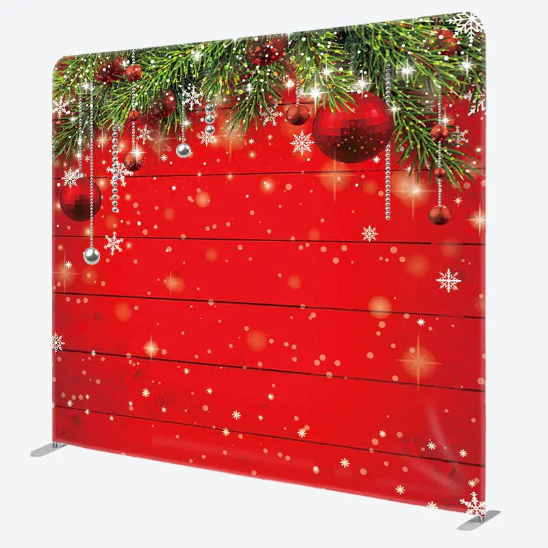 Aperturee Christmas Leaves Red Wooden Pillow Case Backdrop - Aperturee