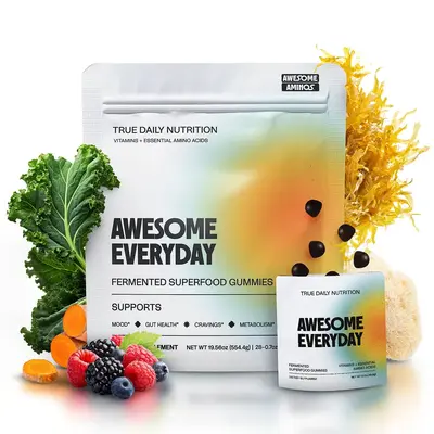 Awesome Aminos Everyday Fermented Superfood Gummies for Men & Women, Multivitamin With All 9 Essential Amino Acids, Prebiotic...