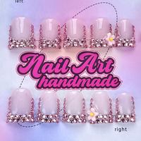 Rhinestone Decor Fake Nails with Nail File & Tape, 10pcs/set Glossy False Nails for Women Girls Nail Art, Effortless Press on...