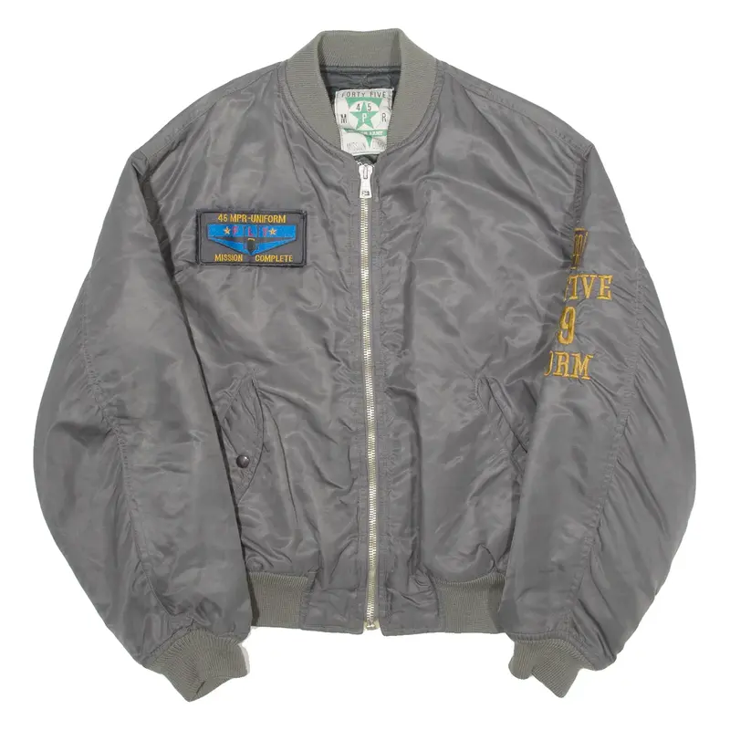FORTY FIVE Mission Complete Mens Military Jacket Grey 80s L