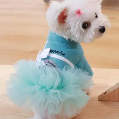 Bowknot Decor Letter Embroidered Pet Dress, 1 Count Jacket Tutu Skirt 2-in-1 Dog Clothes, Elegant Princess Style Sweet Dress,...