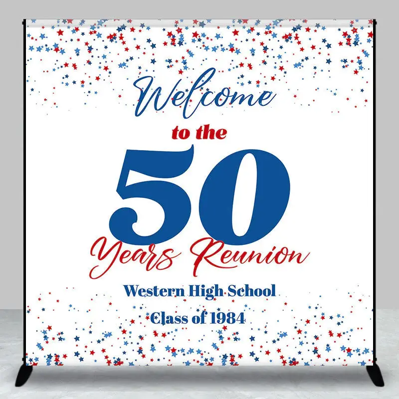 Custom Welcome To The 50 Years Class Reunion Backdrop
