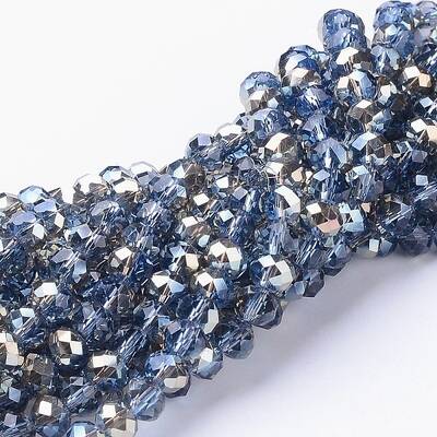 Electroplate Glass Faceted Rondelle Beads Strands