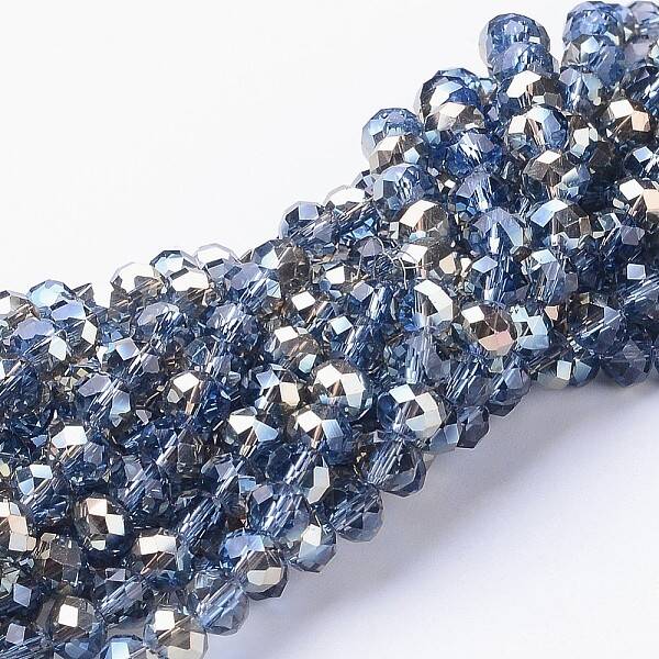 Electroplate Glass Faceted Rondelle Beads Strands
