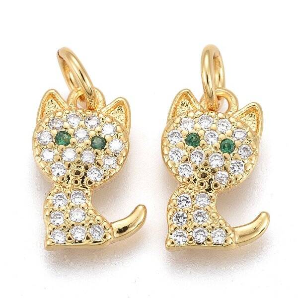 Brass Micro Pave Clear Cubic Zirconia Pendants
