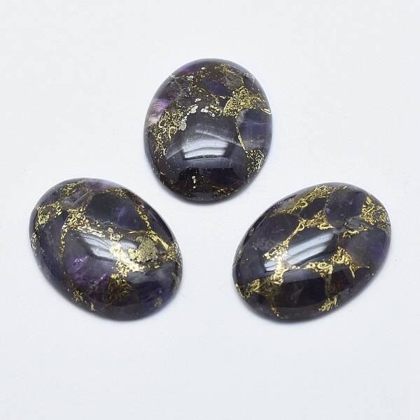 Brass Line Amethyst Cabochons