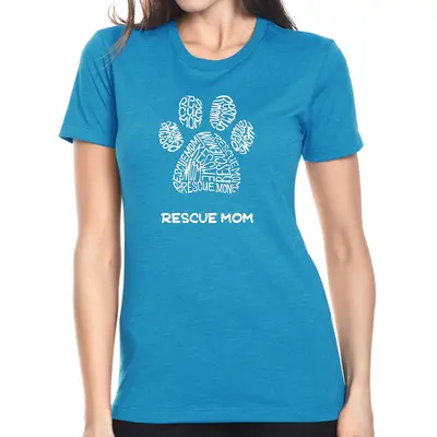 Rescue Mom - Women's Premium Blend Word Art T-Shirt - Black - Large