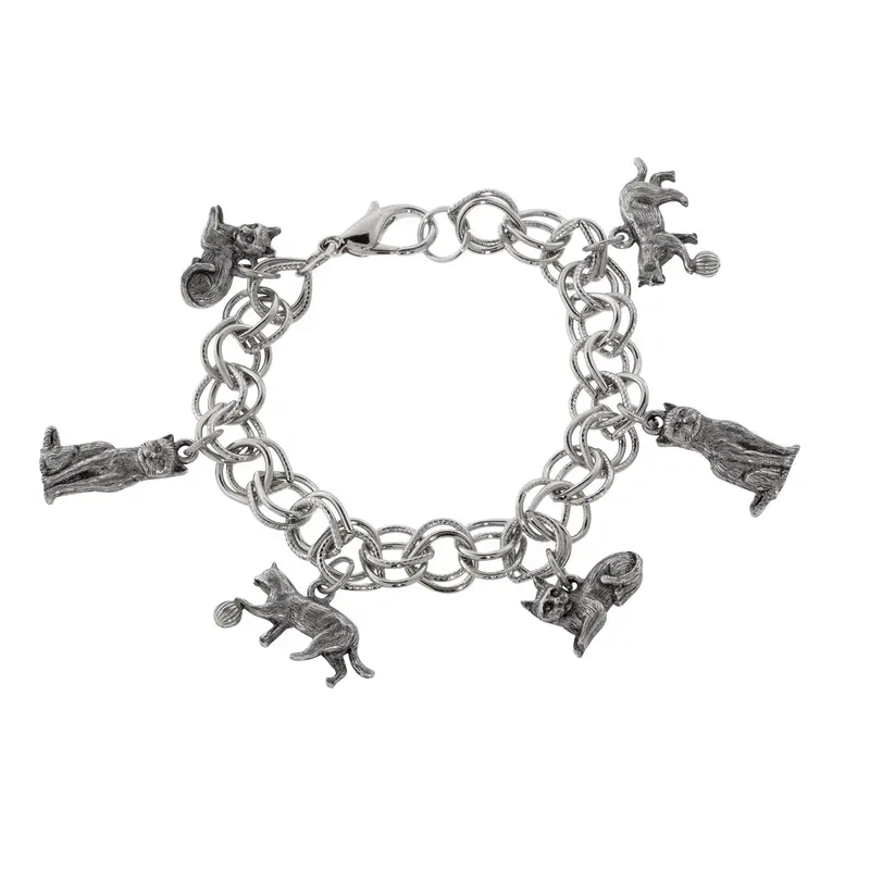 Pewter 6 Cat Charm Bracelet