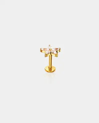 Flower Threadless Push Pin Cartilage Stud - Gold