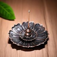 Lotus Design Incense Burner, 1 Count Vintage Flower Shaped Alloy Incense Holder, Desktop Decoration without Incense for Home ...