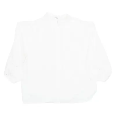 LA MODE STYLE Womens Blouse White Collared Long Sleeve M