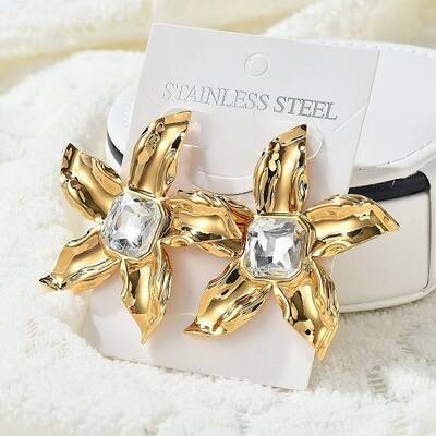 304 Stainless Steel with Cubic Zirconia Stud Earrings