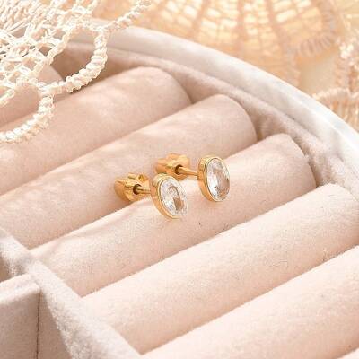 304 Stainless Steel Rhinestone Stud Earrings for Women