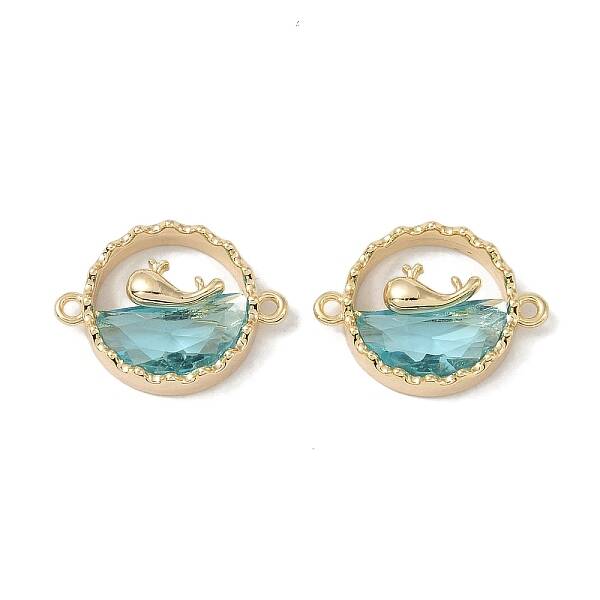 Brass Micro Pave Clear Cubic Zirconia Connector Charms