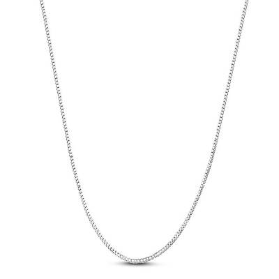 Rhodium Plated 925 Sterling Silver Box Chain Necklaces