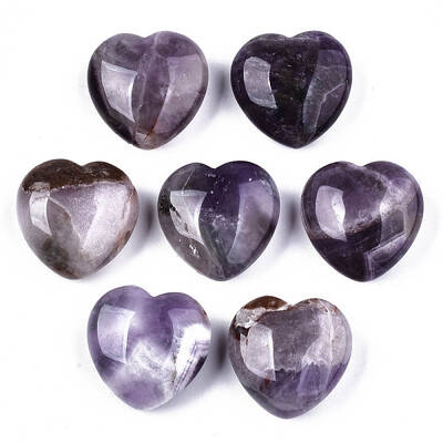 Natural Amethyst Heart Love Stones