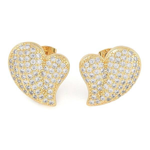 Brass Pave Clear Cubic Zirconia Studs Earring for Women