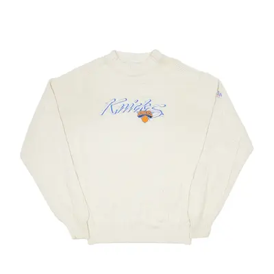 ANTIGUA SPORT New York Knicks Heavy Knit Jumper Cream 90s Chunky Knit High Neck Mens XL