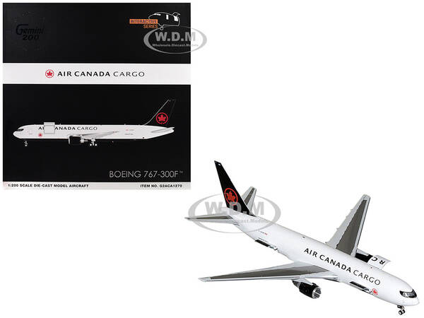 Boeing 767-300F Commercial Aircraft Air Canada Cargo (C-GXHM) White with Black Tail Gemini 200 - Interactive Series 1/200...