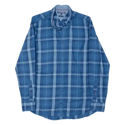 TOMMY HILFIGER Real Indigo Shirt Blue Plaid Long Sleeve Mens M