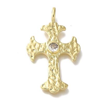 Cross Rack Plating Brass Clear Cubic Zirconia Pendants