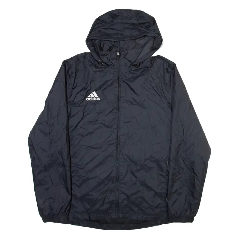 ADIDAS Mens Track Jacket Black Nylon Hooded M