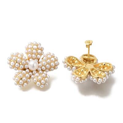 Rack Plating Flower Brass Stud Earrings