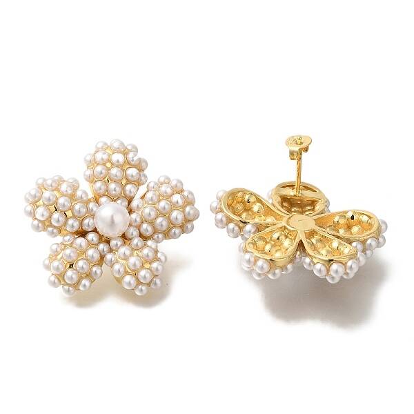 Rack Plating Flower Brass Stud Earrings