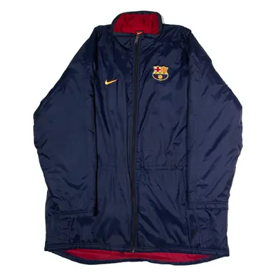 NIKE Insulated FC Barcelona Mens Coat Blue Nylon 90s 2XL