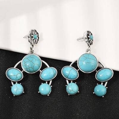 Alloy Synthetic Turquoise Dangle Stud Earrings
